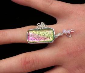 Fused Glass Multicolored Ring