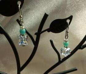 Sparkleing Square Swarovski Crystal Earrings