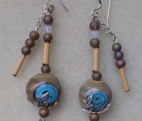 Hand Painted Stone Bead Earrings