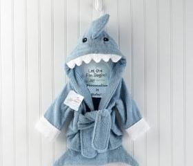 Blue Personalized baby boy bath Robe Terry Shark Robe