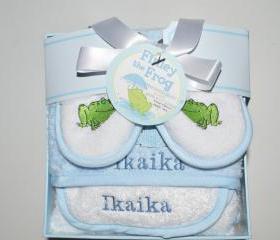 Personalized baby gift boy or girl towel Bathtime Four Piece Gift Set great for baby shower gift
