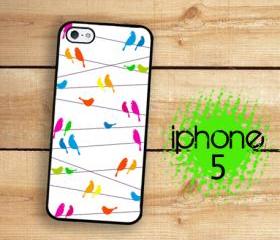 IPhone 5 Case - Rainbow Birds on a Wire White Background