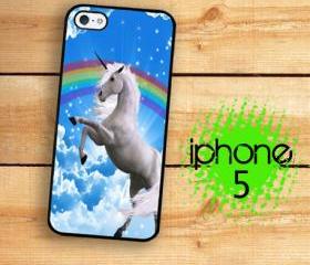 IPhone 5 Case - Rainbow 80's Unicorn Art