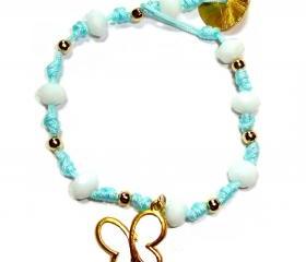 beutiful buterfly light blue knotted bracelet