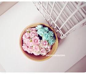 Millinery flowers heartshape Buds paper flower mixed color / pack 