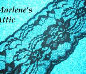 1 yard of 4' Black Chantilly Lace trim w/ scalloped edge for gothic, steampunk, altered couture, lingerie by MarlenesAttic - Item FD
