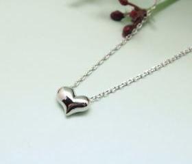 Puffy Heart Necklace in Silver