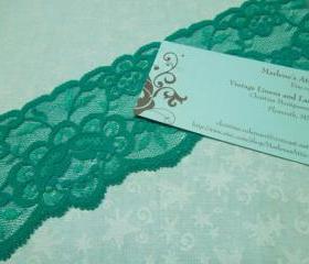 SALE 1 yard of 2 1/2 inch Emerald Green Stretch elastic lace trim for garter, headband, lingerie by MarlenesAttic - Item M7