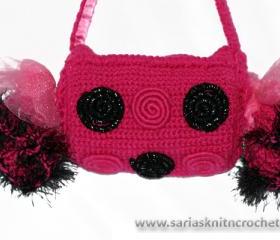 Girls Hot Pink Purse for Girl Tootsie Roll Purse- Round Ruffled Pink Purse