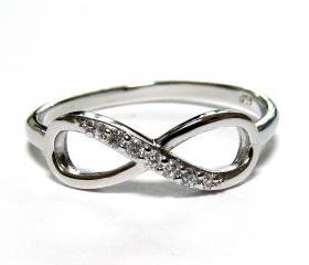 Infinity Ring-Rhodium Over Sterling Silver Ring With Cubic Zirconia Size 6