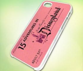 HP132 Vintage DisneyLand Ticket design for iPhone 5 White Plastic Case - leave message for Black Case / iPhone 4 or iPhone 4S Case