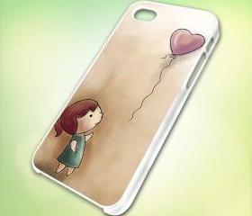 HP147 balloongirl design for iPhone 5 White Plastic Case - leave message for Black Case / iPhone 4 or iPhone 4S Case