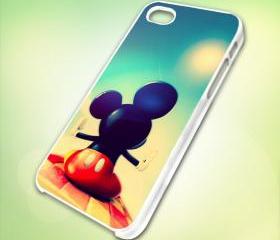HP165 Cute Mickey Mouse design for iPhone 5 White Plastic Case - leave message for Black Case / iPhone 4 or iPhone 4S Case