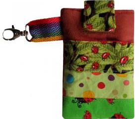 Cotton & Eco Suede Cell Phone Pouch, with Pocket and Velcro