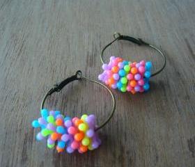 Summer colourful hoop earrings