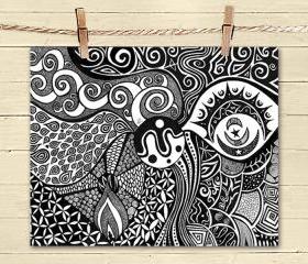Poster Print 8x10 - Tribal Flow - of Fine Art Illustration for Your Wall Decor
