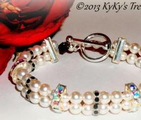 Swarovski Pearl Bridal Bracelet w/Swarovski Crystal Rondelles, Bridal Jewelry, Wedding Jewelry, Bridesmaid Jewelry, Bridal Bracelet