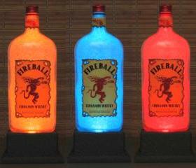 Fireball Cinnamon Whiskey Color Changing LED Remote Controlled Eco Friendly rgb LED Bottle Lamp/Bar Light / Intense Sparkle-Bodacious Bottles-