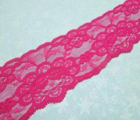 1 yard of 2 1/2 inch Pink Stretch Elastic lace trim for garters, christmas, valentines, holiday, lingerie by MarlenesAttic - Item N5