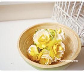 10 Millinery Heartshape Big flowers Buds paper flower yellow dye / pack 