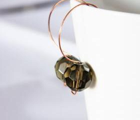 smokey glass and copper earrings - modern elegant