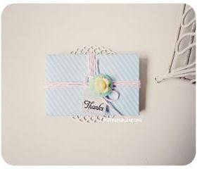 6 tiny Spring Rain light blue envelope / pack 