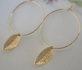 Gold Leaf Hoop Earrings Inspired by Kate Middleton