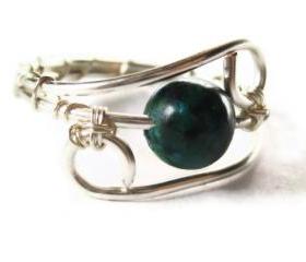 Australian Sapphire Jasper RIng in Silver, Emerald Colored Stone