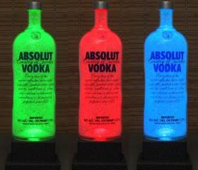 Big 1.75 Liter Absolut Vodka Color Changing LED Remote Controlled Eco Friendly rgb LED Bottle Lamp/Bar Light / Intense Sparkle-Bodacious Bottles-