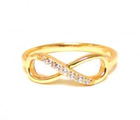Infinity Ring-14 Kt Gold Over Sterling Silver Ring With Cubic Zirconia-Size 6