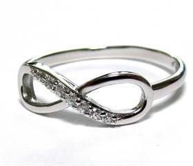 Infinity Ring-Rhodium Over Sterling Silver Ring With Cubic Zirconia Size 6