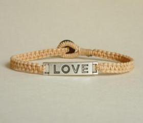Love Tag in Tan Bracelet - Unisex - Gift for Him - Friendship Bracelet - Gift under 15