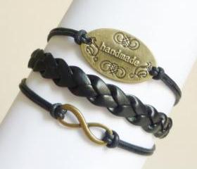 Brass Infinity Bracelet,Handmade Sign Bracelet,Friendship Bracelet - Gift under 15
