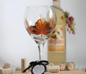 Orange leaf with gold trim painted wine glass - Dishwasher safe 