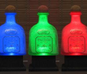 Big 1.75 Liter Patron XO Tequila Color Changing LED Remote Controlled Eco Friendly rgb LED Bottle Lamp/Bar Light / Intense Sparkle-Bodacious Bottles-