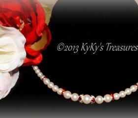 Swarovski Pearl & Crystal Two Strand Bridal Necklace , Bridal Jewelry, Wedding Jewelry, Bridesmaid Jewelry, Bridal Necklace