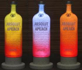 Absolut Peach Vodka Color Changing LED Remote Controlled Eco Friendly rgb LED Bottle Lamp/Bar Light / Intense Sparkle-Bodacious Bottles-