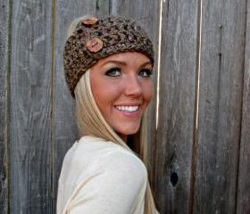 Lamb's Wool Collection - Multi Ways to Wear - Plush Wool Wrap/Neckwarmer In Barley w/Handmade Reclaimed Wood Buttons-Adjustable Unisex
