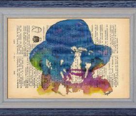 ORIGINAL Print of a my painting on a page original of Italian dictionary of 1938