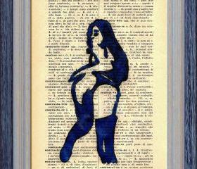 ORIGINAL Print of a my painting on a page original of Italian dictionary of 1938