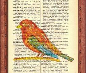 ORIGINAL Print of a my painting on a page original of Italian dictionary of 1938