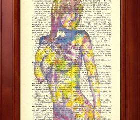 ORIGINAL Print of a my painting on a page original of Italian dictionary of 1938