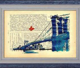 ORIGINAL Print of a my painting on a page original of Italian dictionary of 1938