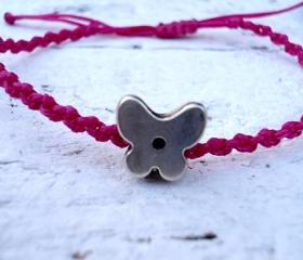 Silver Butterfly Bracelet or Anklet, Friendship Bracelet. Cute Gift.
