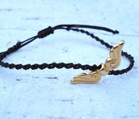 Gold Angel Wings Bracelet or Anklet, Friendship Bracelet. Cute Gift.