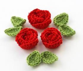 Red crochet roses