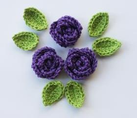 Purple crochet roses