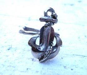 Silver Anchor Ring, Jewelry for her, Adjustable, Silver Plated