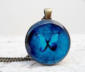 Blue Butterfly Necklace, Wings, Gorgeous Butterfly Pendant