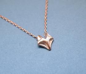 Fox charm pendant necklace in matte pink gold